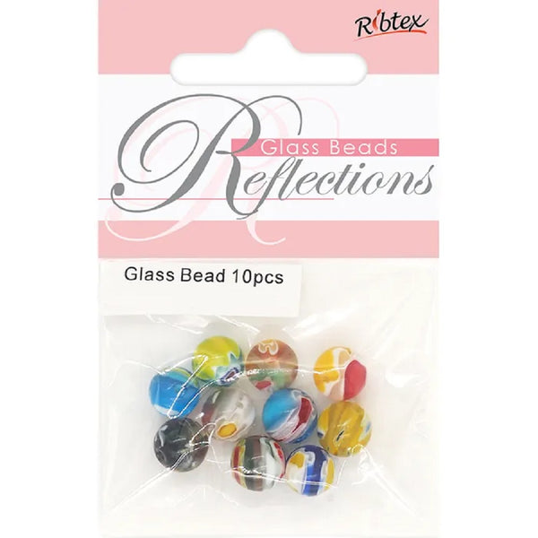 Round Flower Millefiori Glass Beads